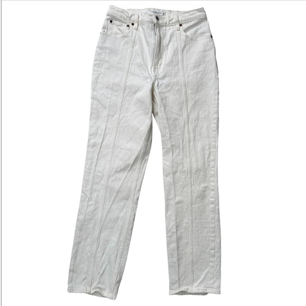 Abercrombie & Fitch 90s Straight Jeans Womens 28/6R White Excellent Seam Detail